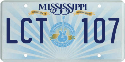 MS license plate LCT107