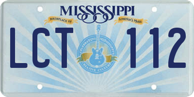 MS license plate LCT112