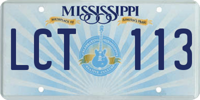 MS license plate LCT113