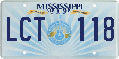 MS license plate LCT118