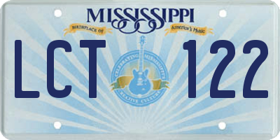 MS license plate LCT122