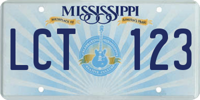 MS license plate LCT123