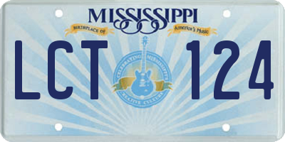 MS license plate LCT124
