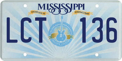 MS license plate LCT136