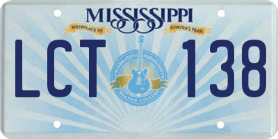 MS license plate LCT138