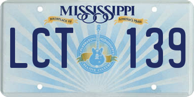 MS license plate LCT139