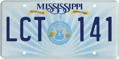 MS license plate LCT141