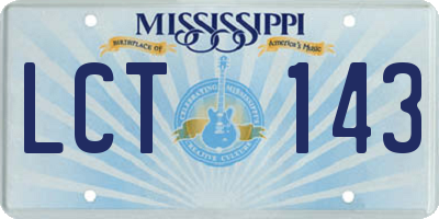 MS license plate LCT143