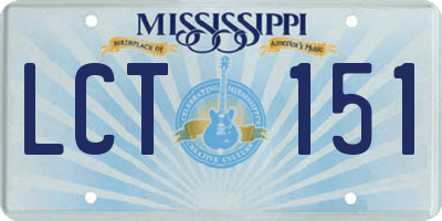 MS license plate LCT151