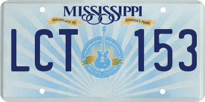 MS license plate LCT153