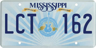 MS license plate LCT162
