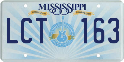 MS license plate LCT163