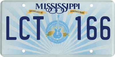 MS license plate LCT166