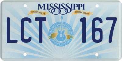 MS license plate LCT167