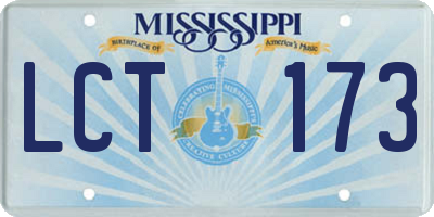 MS license plate LCT173