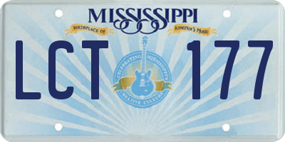 MS license plate LCT177