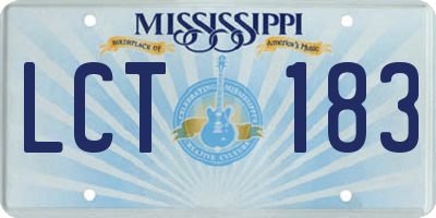 MS license plate LCT183