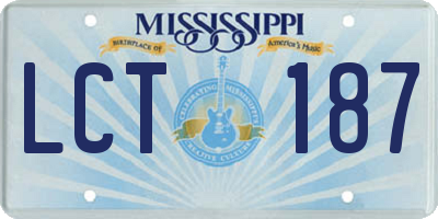 MS license plate LCT187