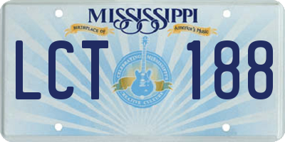 MS license plate LCT188
