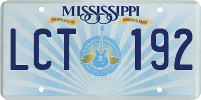 MS license plate LCT192