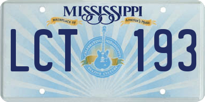 MS license plate LCT193