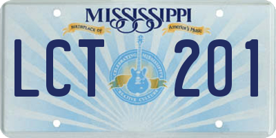 MS license plate LCT201