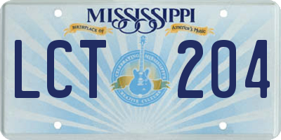 MS license plate LCT204