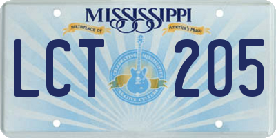 MS license plate LCT205