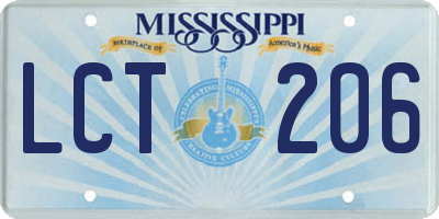 MS license plate LCT206