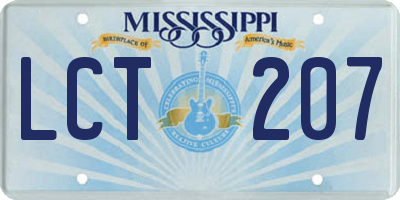 MS license plate LCT207