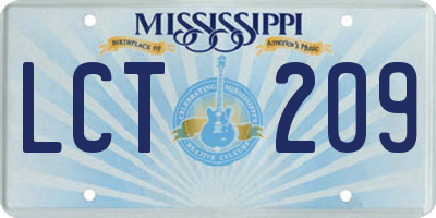 MS license plate LCT209