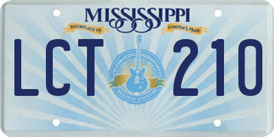 MS license plate LCT210