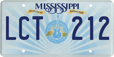 MS license plate LCT212