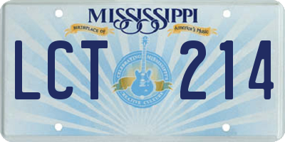 MS license plate LCT214