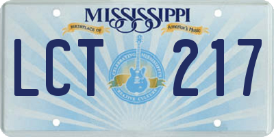 MS license plate LCT217
