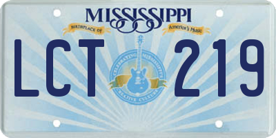 MS license plate LCT219