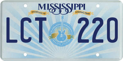 MS license plate LCT220