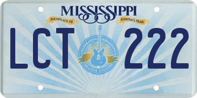 MS license plate LCT222