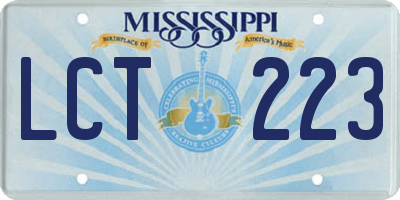MS license plate LCT223