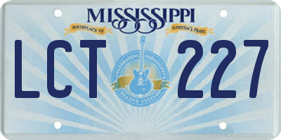 MS license plate LCT227