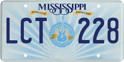 MS license plate LCT228