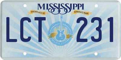 MS license plate LCT231