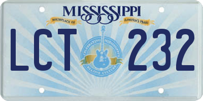 MS license plate LCT232