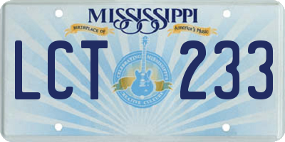 MS license plate LCT233
