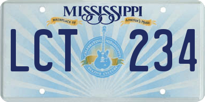 MS license plate LCT234