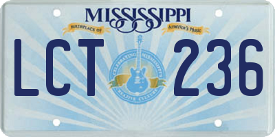 MS license plate LCT236