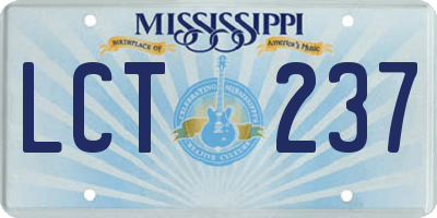 MS license plate LCT237