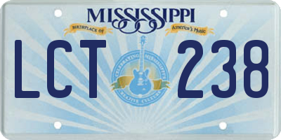 MS license plate LCT238