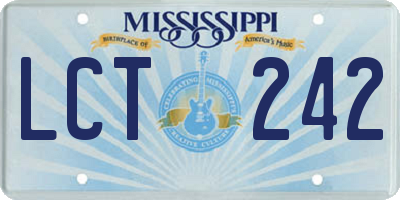 MS license plate LCT242