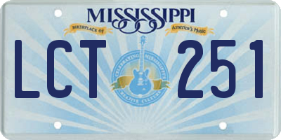 MS license plate LCT251